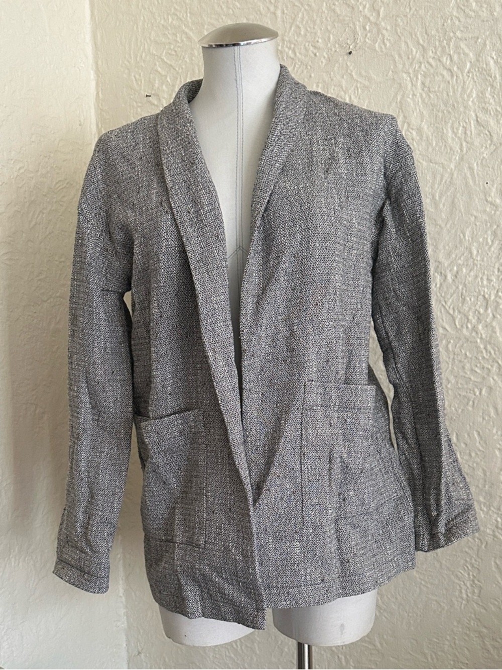 Eileen Fisher Salt and Pepper White Black Unlined Blazer XS